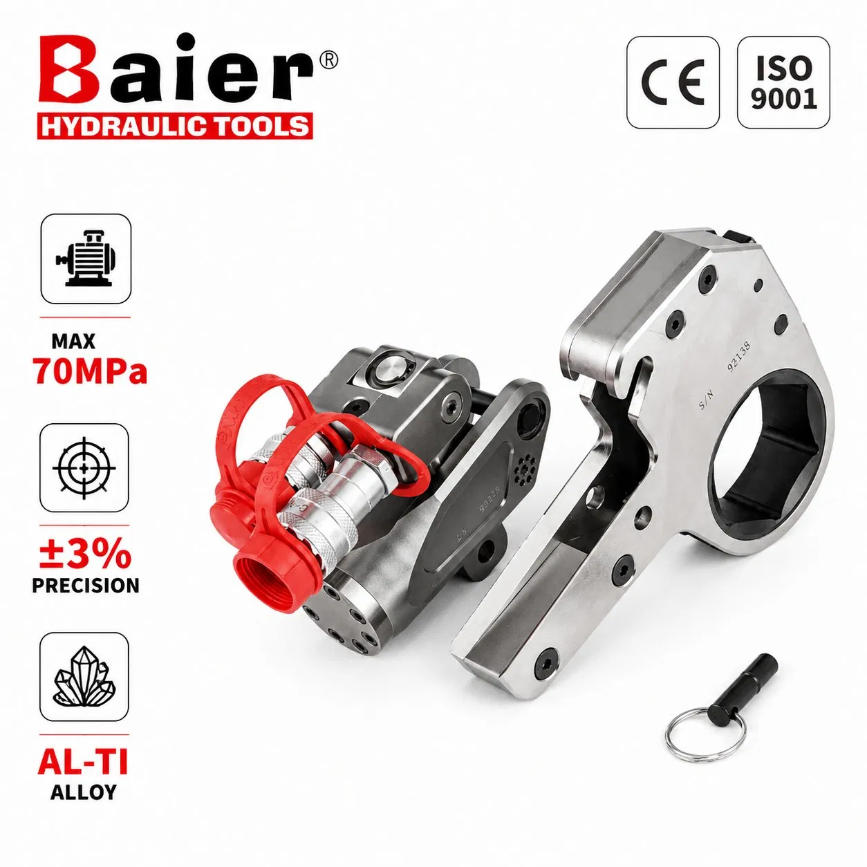 Low Profile Hollow Hydraulic Torque Wrench 10000 Psi Torque Tool for Wind Turbine Installation-6