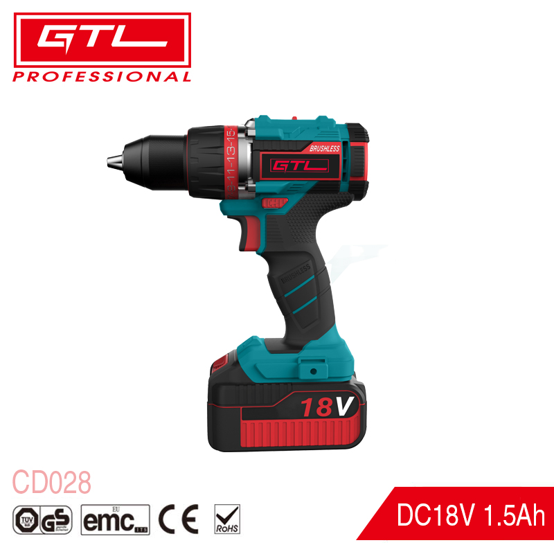 Electric Driver Drill Kit 18V Power Brushless Cordless Drill with 2 Variable Speed 1/2'' Keyless Chuck (CD028)-3