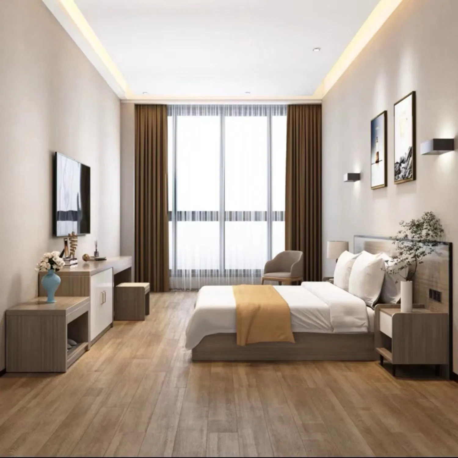 Bilido Casa Modern Full Guest Rooms Set Complete Casegoods, Bunk Bed & Wardrobes for Hospitality Projects One-Stop Customized Hotel Bedroom Wooden Furniture-8