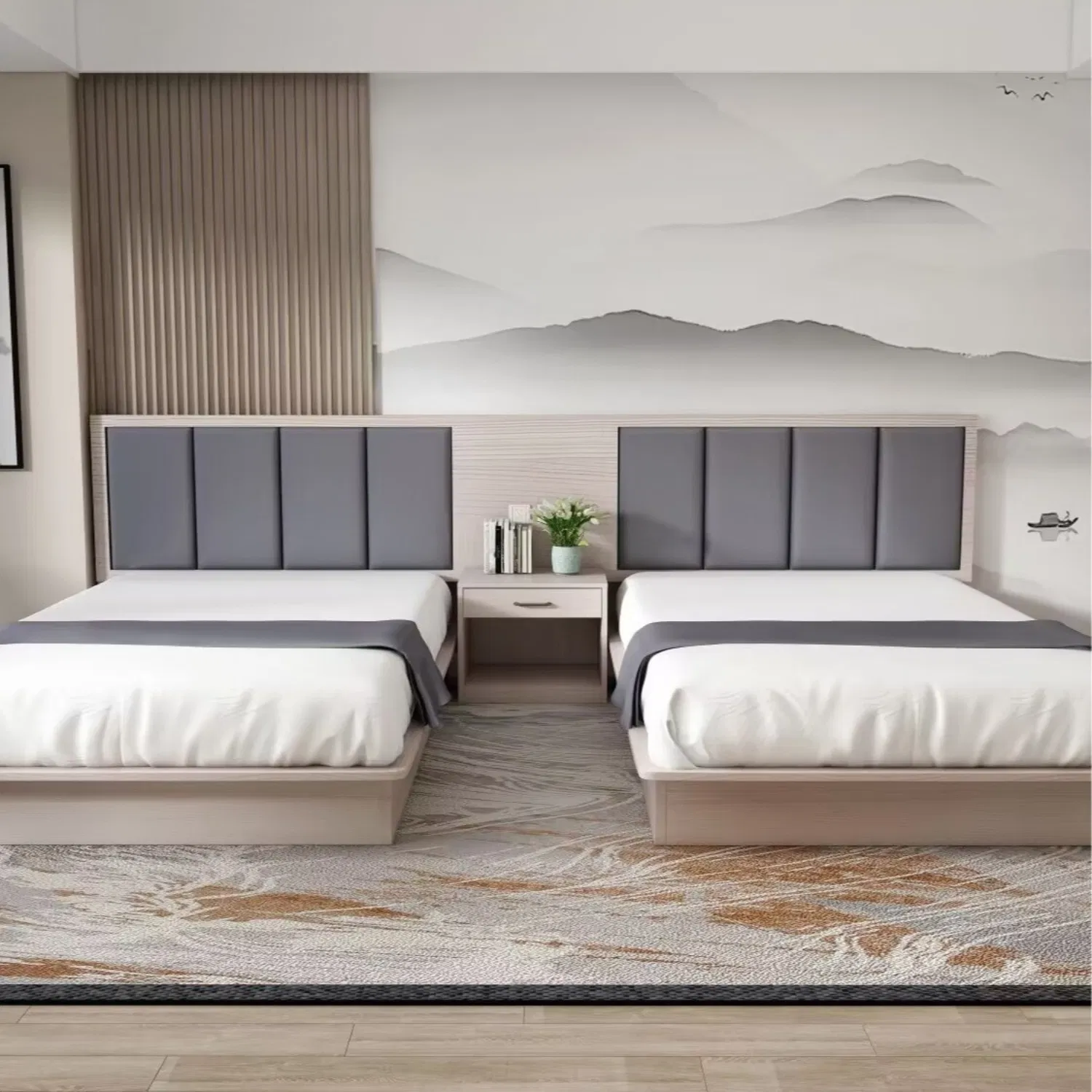 Bilido Casa Modern Full Guest Rooms Set Complete Casegoods, Bunk Bed & Wardrobes for Hospitality Projects One-Stop Customized Hotel Bedroom Wooden Furniture-14
