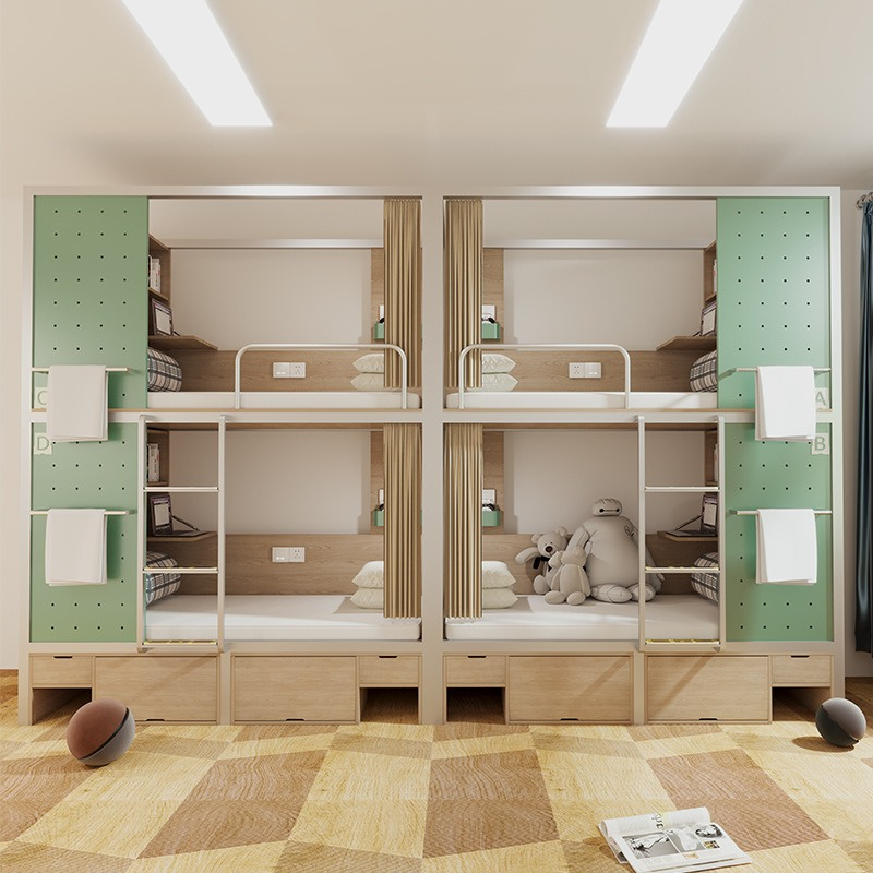 Bilido Casa Modern Full Guest Rooms Set Complete Casegoods, Bunk Bed & Wardrobes for Hospitality Projects One-Stop Customized Hotel Bedroom Wooden Furniture