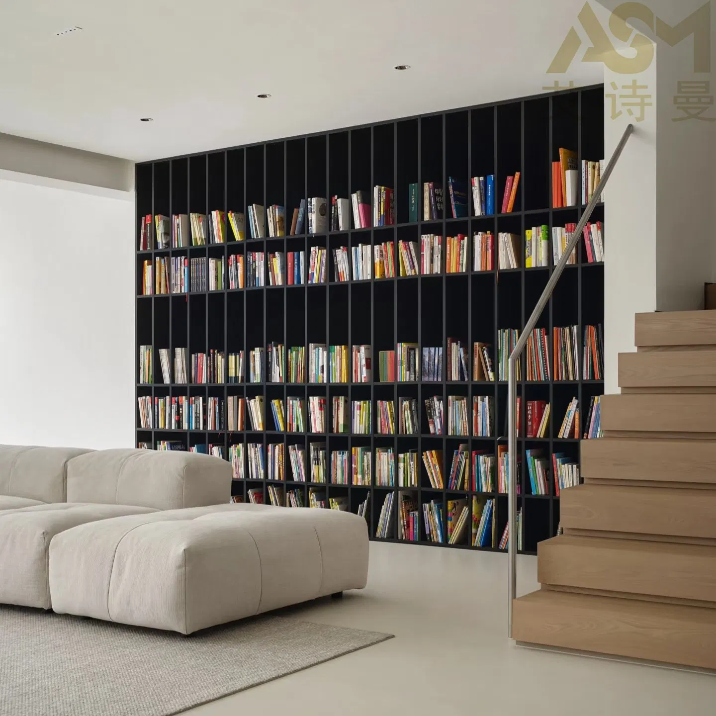 Wood/White Customized Living Room Wooden Furniture Storage Wholesale Wooden Library Solid Oak Bookcase-10
