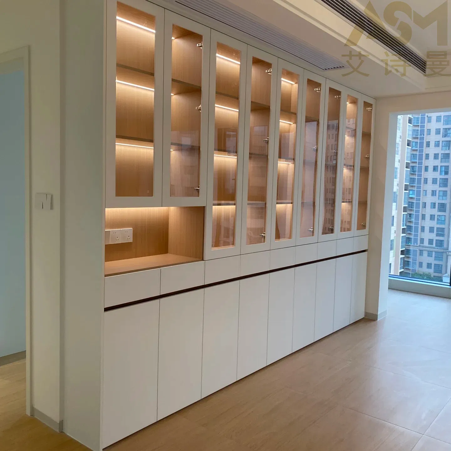 Wood/White Customized Living Room Wooden Furniture Storage Wholesale Wooden Library Solid Oak Bookcase-12