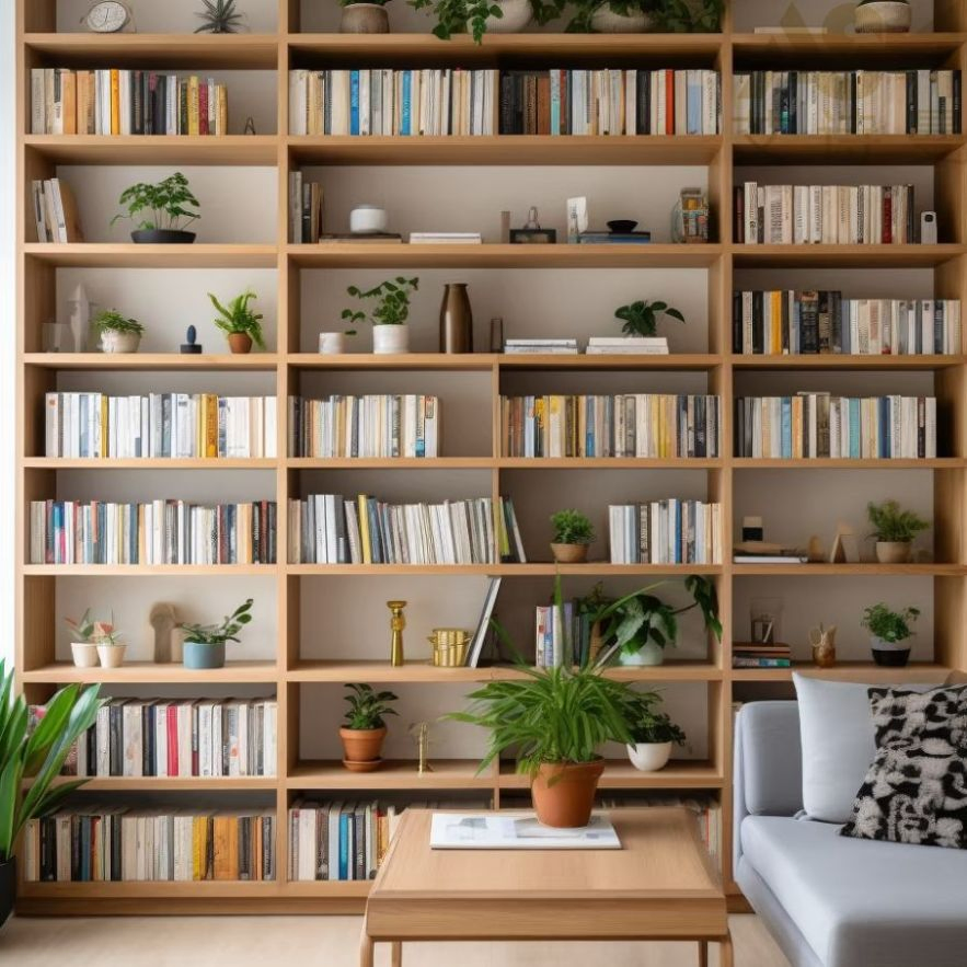 Wood/White Customized Living Room Wooden Furniture Storage Wholesale Wooden Library Solid Oak Bookcase-16