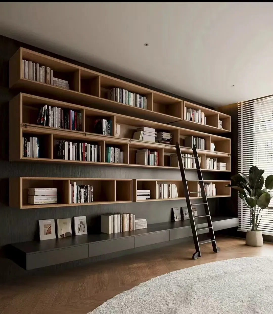 Customizable Large Wooden Bookcase for Living Room Office Bookcase Wall Shelving Bookcase-2