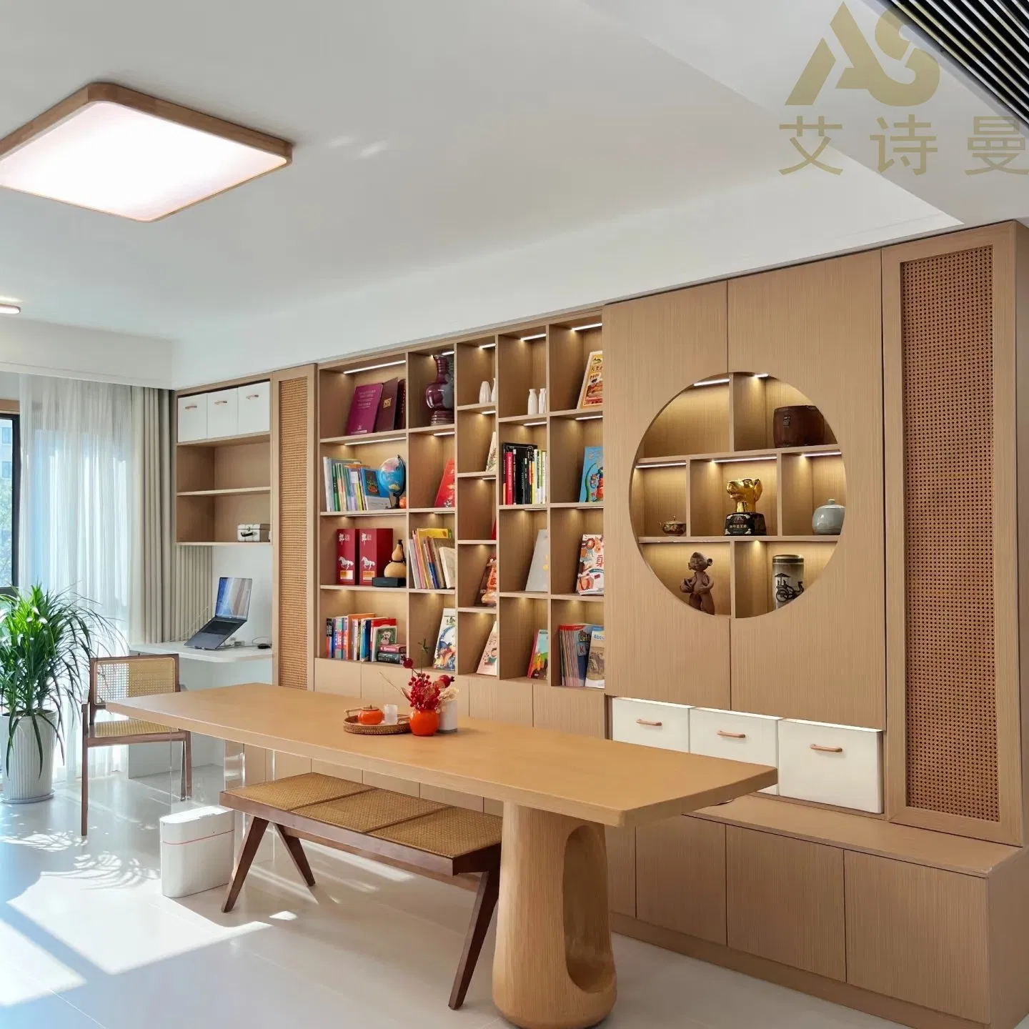Modern Factory Direct Cross-Border Eco-Friendly and Stylish Multi-Purpose New Design Large-Capacity Office Filing Wood and Panel Bookcase-3