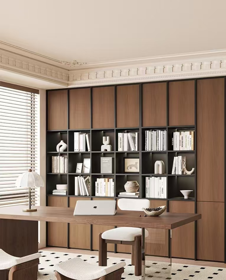 Modern Factory Direct Cross-Border Eco-Friendly and Stylish Multi-Purpose New Design Large-Capacity Office Filing Wood and Panel Bookcase-7