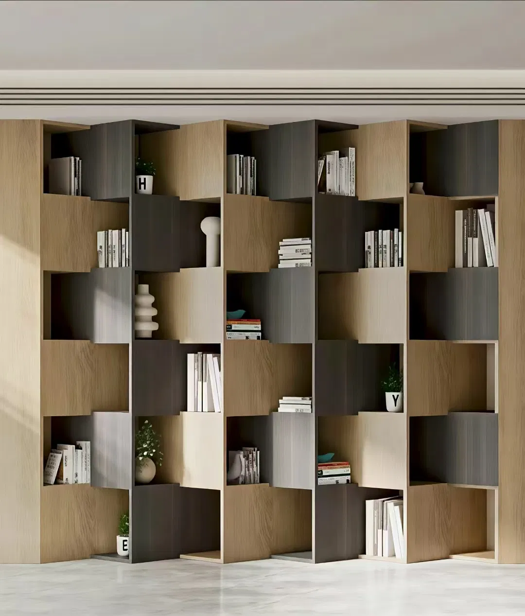 Composite Solid Wood Personalized Custom Living Room Furniture Wooden Office Wall Shelving Office Bookcase Partition-11