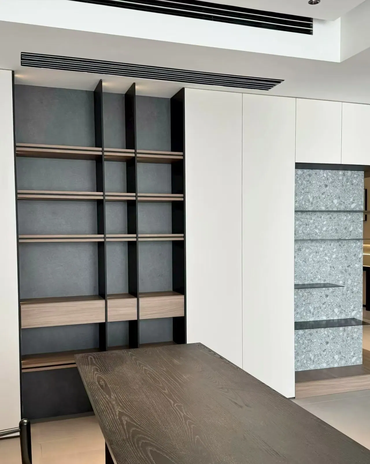 Composite Solid Wood Personalized Custom Living Room Furniture Wooden Office Wall Shelving Office Bookcase Partition-12
