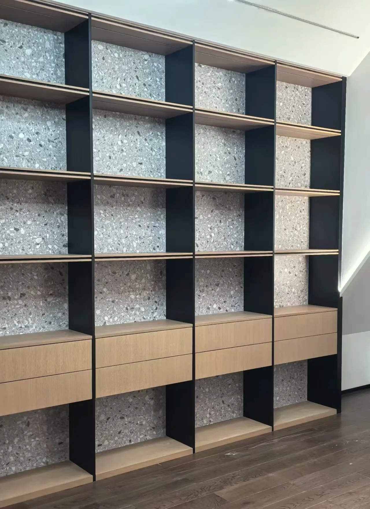 Composite Solid Wood Personalized Custom Living Room Furniture Wooden Office Wall Shelving Office Bookcase Partition-20